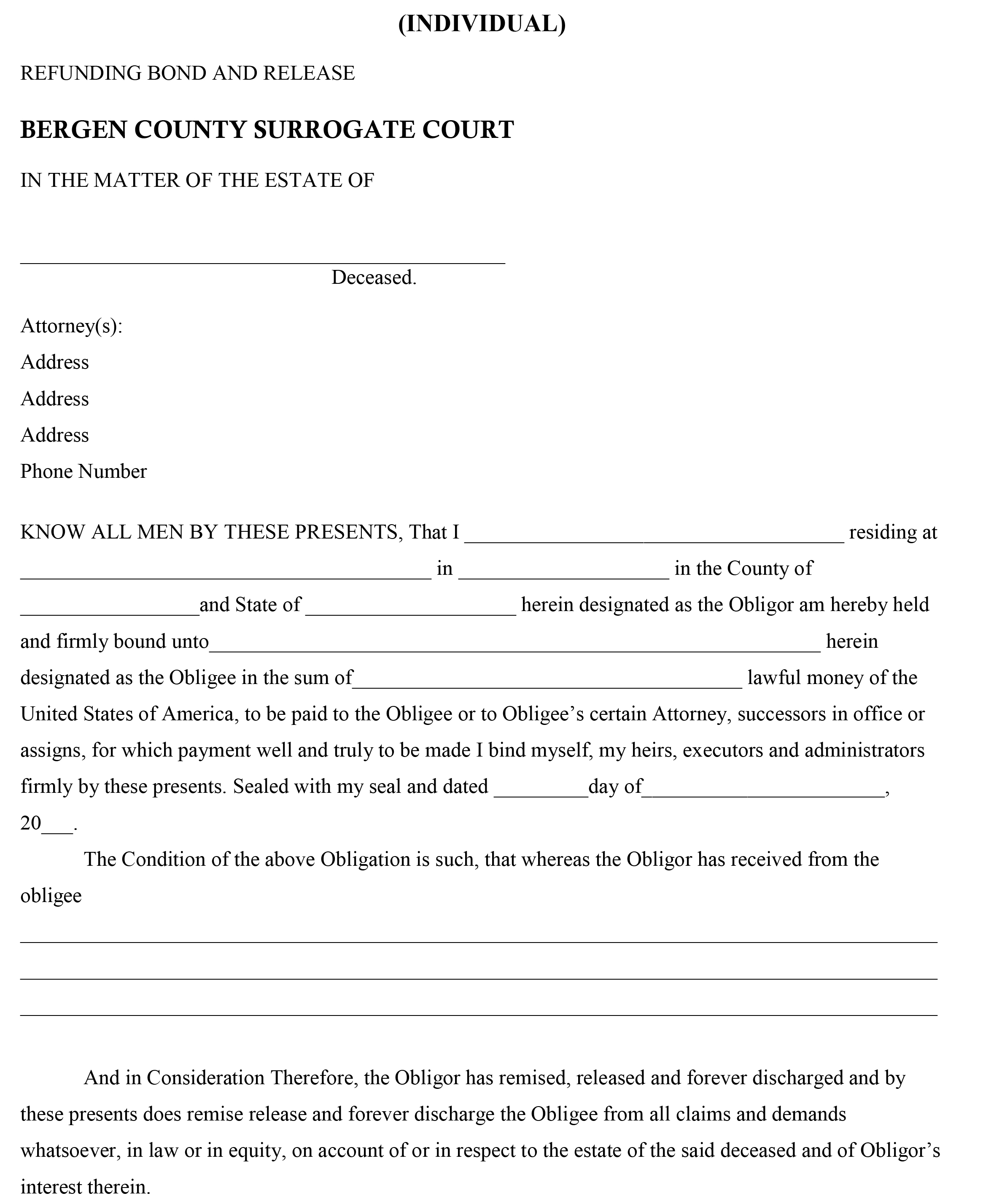 Refunding Bond and Release Form thumbnail