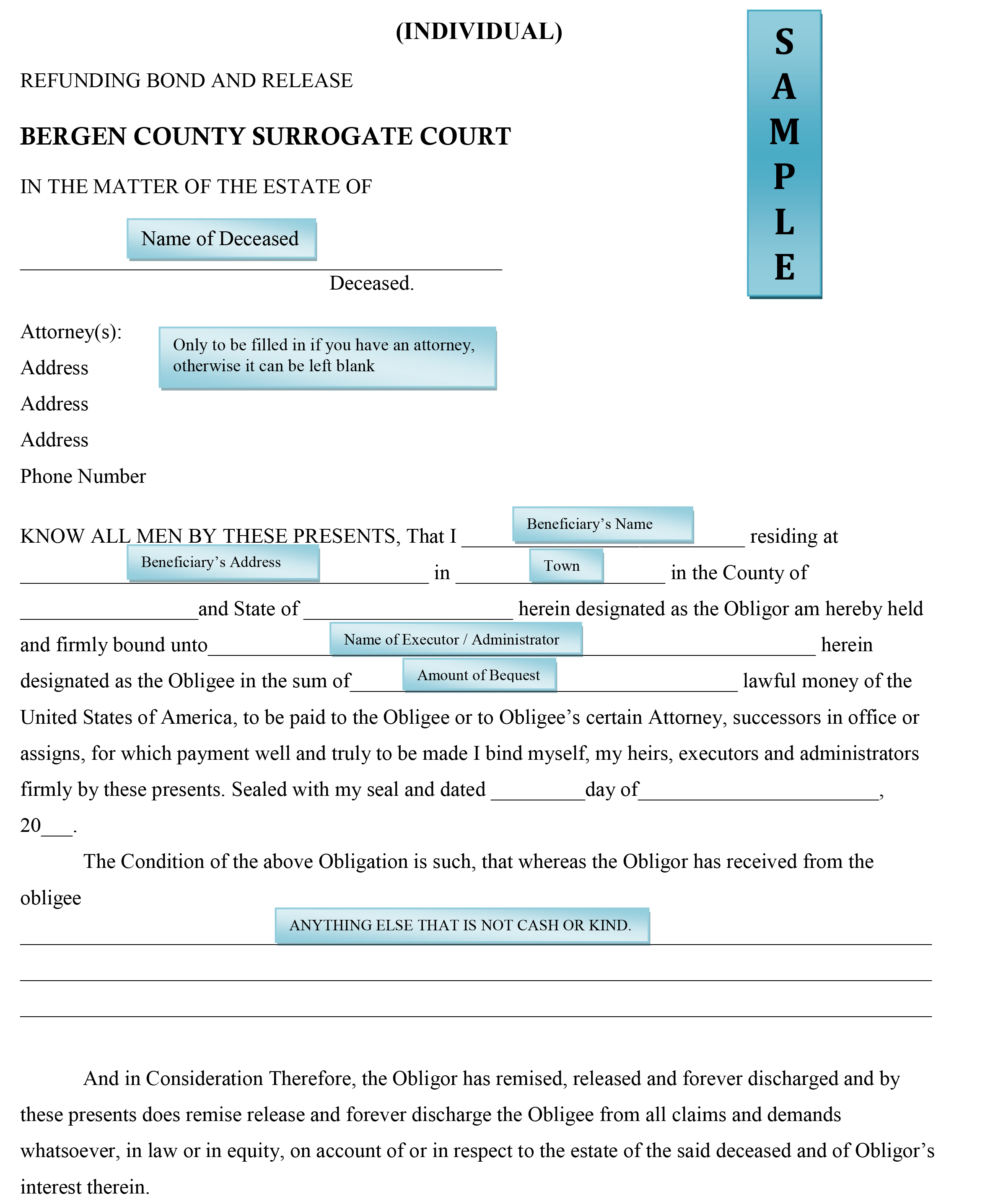 Sample Refunding Bond and Release Form thumbnail